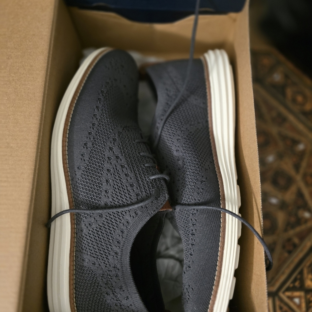 COLE HAAN Original Grand Stitch Lite Men's Oxford Shoes, Magnet/Ivory, Size 10